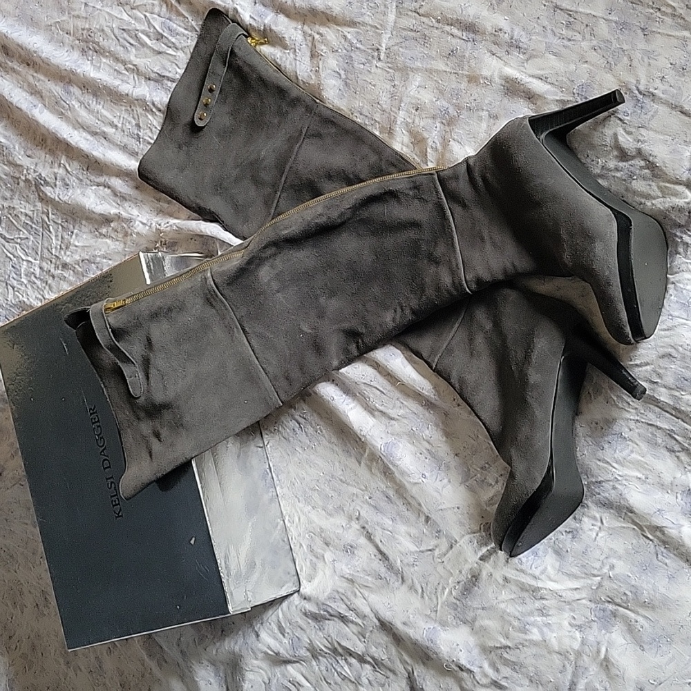 Over the knee Kelsi Dagger gray suede boots size 8.5